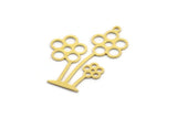 Brass Flower Charm, 12 Raw Brass Flower Shape Charms With 1 Loop, Charm Pendants (34x24x0.60mm) A4751