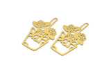 Brass Flower Charm, 8 Raw Brass Flower Shape Charms, Pendants, Findings (42x26x0.60mm) A4773