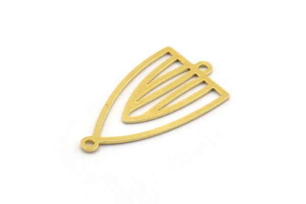 Brass Triangle Charm, 24 Raw Brass Triangle Shaped Charms With 2 Loops, Connector Findings (26x14.5x0.60mm) A4718