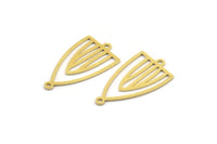 Pirinç Üçgen Charm, 2 Döngülü 24 Ham Pirinç Üçgen Şekilli Charm, Bağlantı Parçaları (26x14,5x0,60 mm) A4718