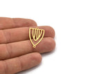 Pirinç Üçgen Charm, 2 Döngülü 12 Ham Pirinç Üçgen Şekilli Charm, Bağlantı Parçaları (30x17x0,60 mm) A4720