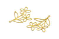Brass Flower Charm, 12 Raw Brass Flower Shape Charms With 1 Loop, Charm Pendants (37x27x0.60mm) A4813