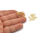 Brass Flower Charm, 24 Raw Brass Flower Shape Charms With 1 Loop, Charm Pendants (29x21x0.60mm) A4809