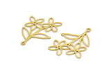 Brass Flower Charm, 24 Raw Brass Flower Shape Charms With 1 Loop, Charm Pendants (29x21x0.60mm) A4825