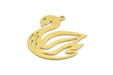 Brass Swan Charm, 8 Raw Brass Swan Shaped Charms With 1 Loop (28x25x0.60mm) A5240