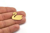 Brass Swan Charm, 6 Raw Brass Swan Shaped Charms With 1 Loop (24x25x0.60mm) A5239