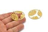 Brass Monstera Charm, 2 Raw Brass Monstera Leaf Charms With 1 Loop, Pendant, Earring Findings (42x40x0.60mm) A4816