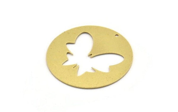 Brass Butterfly Charm, 2 Raw Brass Butterfly Charms With 1 Hole, Earring Findings (43x0.80mm) A4757