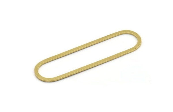 Brass Oval Charm, 6 Raw Brass Oval Charms, Earring Charms (60x16x1mm) A4798