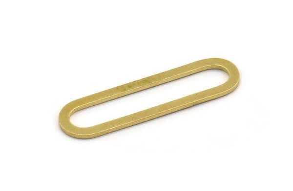 Pirinç Oval Charm, 12 Ham Pirinç Oval Charm, Küpe Charm'ları (35x9x1mm) A4793