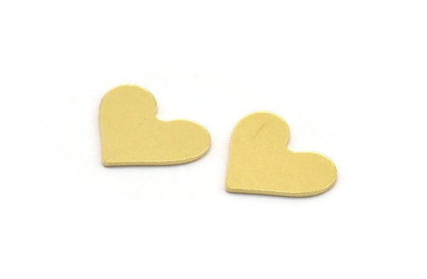 Brass Heart Blank, 24 Raw Brass Heart Blanks, Stamping Blanks (10x13x0.60mm) A4819