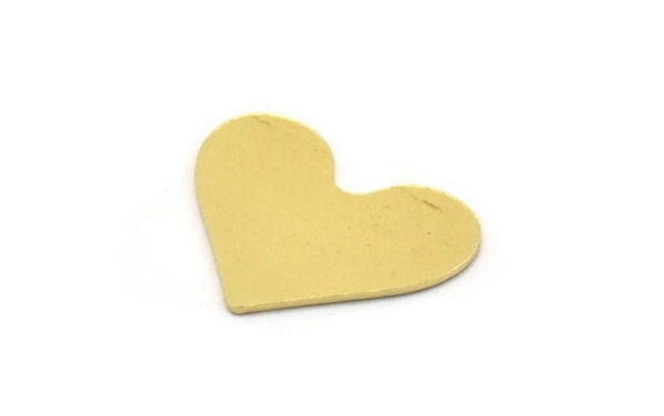Brass Heart Blank, 12 Raw Brass Heart Blanks, Stamping Blanks (15x19x0.60mm) A4821