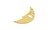 Brass Moon Charm, 8 Raw Brass Crescent Moon Charms With 1 Hole (27x11x0.60mm) A4814