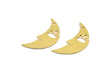 Brass Moon Charm, 8 Raw Brass Crescent Moon Charms With 1 Hole (27x11x0.60mm) A4814