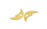Brass Moon Charm, 8 Raw Brass Crescent Moon Charms With 1 Hole (27x11x0.60mm) A4814