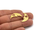Brass Moon Charm, 8 Raw Brass Crescent Moon Charms With 1 Hole (27x11x0.60mm) A4814