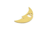 Brass Moon Charm, 12 Raw Brass Crescent Moon Charms (23x9x0.60mm) A4815