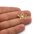 Brass Flower Charm, 24 Raw Brass Flower Shaped Charms With 1 Loop, Findings (22x21x0.60mm) A4853