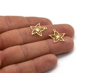Brass Flower Charm, 24 Raw Brass Flower Shaped Charms With 1 Loop, Findings (17x17x0.60mm) A4851