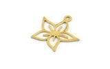 Brass Flower Charm, 24 Raw Brass Flower Shaped Charms With 1 Loop, Findings (17x17x0.60mm) A4851