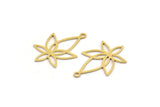 Brass Flower Charm, 24 Raw Brass Flower Charms With 2 Loops, Brass Connectors (26x17x0.60mm) A4854