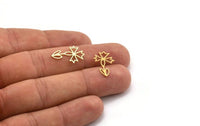 Brass Flower Charm, 50 Raw Brass Flower Charms (20x12x0.60mm) A4918