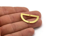 Yarım Daire Charm, 2 Delikli 8 Ham Pirinç Yarım Ay Bağlantı Parçası (33x19x0,80 mm) A4848