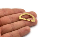 Yarım Daire Charm, 6 Delikli 8 Ham Pirinç Yarım Ay Bağlantı Parçası (33x19x0,80 mm) A4847