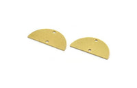Semi Circle Charm, 8 Raw Brass Half Moon Charms With 2 Holes, Stamping Blanks (26x12x0.80mm) A4836