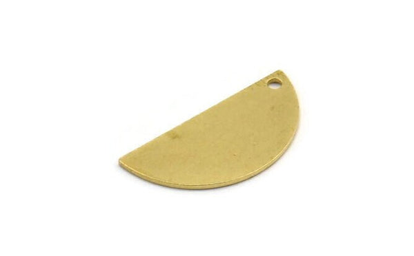 Semi Circle Charm, 8 Raw Brass Half Moon Charms With 1 Hole, Stamping Blanks (26x12x0.80mm) A4838