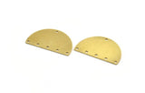 Semi Circle Charm, 4 Raw Brass Half Moon Charms With 6 Holes, Stamping Blanks (33x20x0.80mm) A4837