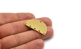 Semi Circle Charm, 4 Raw Brass Half Moon Charms With 6 Holes, Stamping Blanks (33x20x0.80mm) A4837