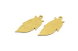 Brass Leaf Charm, 12 Raw Brass Leaf Charms With 1 Loop, Findings (25x12x0.60mm) A4956