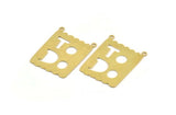 Brass Written Charm, 4 Raw Brass To Do Written Charms With 2 Loops, Charm Pendants (24x32x0.60mm) A5236