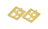 Brass Written Charm, 4 Raw Brass To Do Written Charms With 1 Loop, Charm Pendants (24x32x0.60mm) A5262