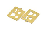 Brass Written Charm, 4 Raw Brass To Do Written Charms With 1 Loop, Charm Pendants (24x32x0.60mm) A5262
