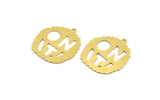 Brass Written Charm, 6 Raw Brass ON IT! Written Charms With 1 Loop, Charm Pendants (24x27x0.60mm) A5254