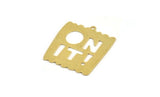 Brass Written Charm, 4 Raw Brass ON IT! Written Charms With 1 Loop, Charm Pendants (28x32x0.60mm) A5258