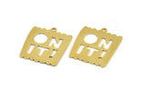Brass Written Charm, 8 Raw Brass ON IT! Written Charms With 1 Loop, Charm Pendants (19x22x0.60mm) A5260