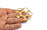 Brass Hexagon Charm, 2 Raw Brass Hexagon Shaped Charms, Earring Findings, Geometric Charms (63x55x0.80mm) A4764