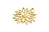 Brass Flower Charm, 10 Raw Brass Flower Shaped Charms With 1 Loop, Findings (32x30x0.60mm) A4811