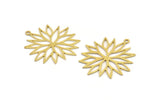Brass Flower Charm, 10 Raw Brass Flower Shaped Charms With 1 Loop, Findings (32x30x0.60mm) A4811