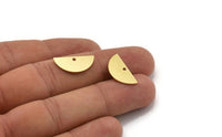 Semi Circle Charm, 12 Raw Brass Half Moon Charms With 1 Hole, Stamping Blanks (20x9x0.60mm) A4902