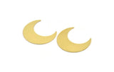 Brass Moon Blank, 6 Raw Brass Crescent Moon Shaped Blanks, Findings (29x11x0.60mm) A4839