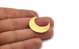Brass Moon Blank, 6 Raw Brass Crescent Moon Shaped Blanks, Findings (29x11x0.60mm) A4839