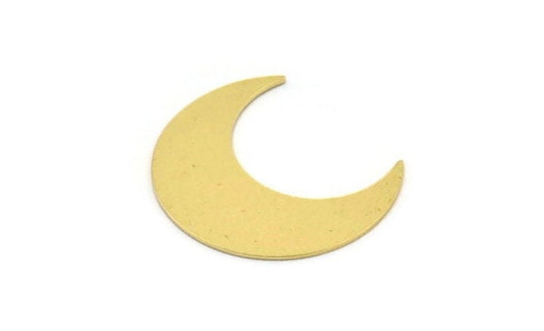 Brass Moon Blank, 6 Raw Brass Crescent Moon Shaped Blanks, Findings (29x11x0.60mm) A4839
