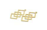 Brass Square Charm, 12 Raw Brass Square Charms With 1 Loop, Findings (30x15x0.60mm) A4889