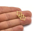 Brass Square Charm, 12 Raw Brass Square Charms With 1 Loop, Findings (30x15x0.60mm) A4889