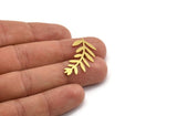 Brass Leaf Blank, 12 Raw Brass Branch Blanks, Charm Pendants (33x16x0.60mm) A4958