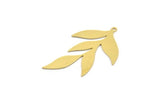 Brass Leaf Charm, 4 Raw Brass Branch Charms With 1 Loop, Charm Pendants (46x30x0.60mm) A4923